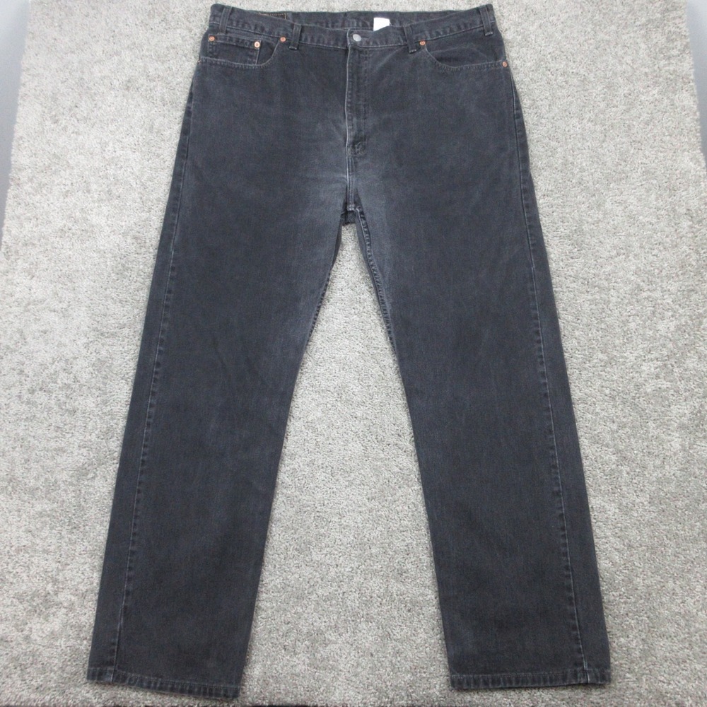 Vintage Levis Jeans Mens 42x32 Black 505 Regular Straight Denim Pants Zip Fly